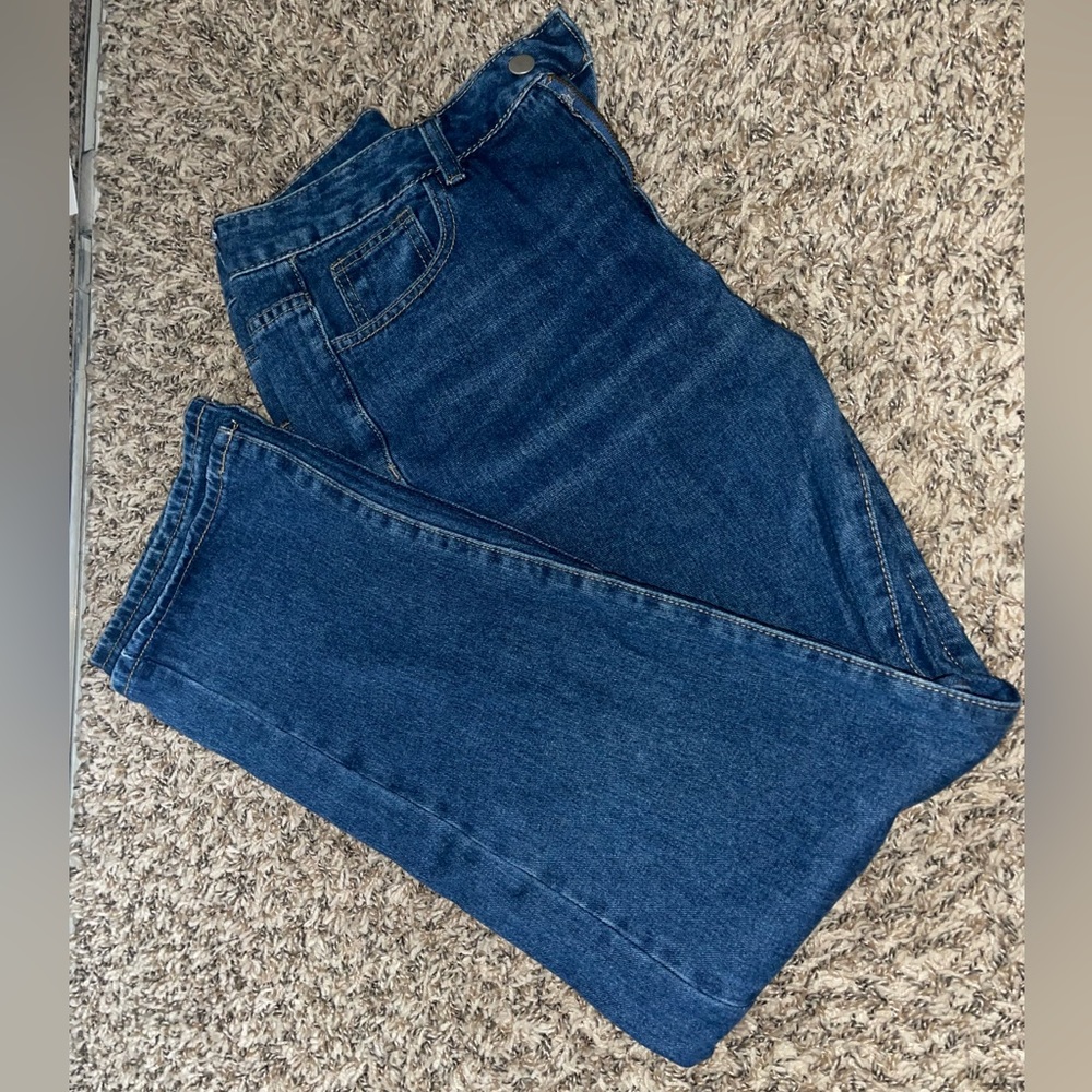 high waisted straight leg jeans